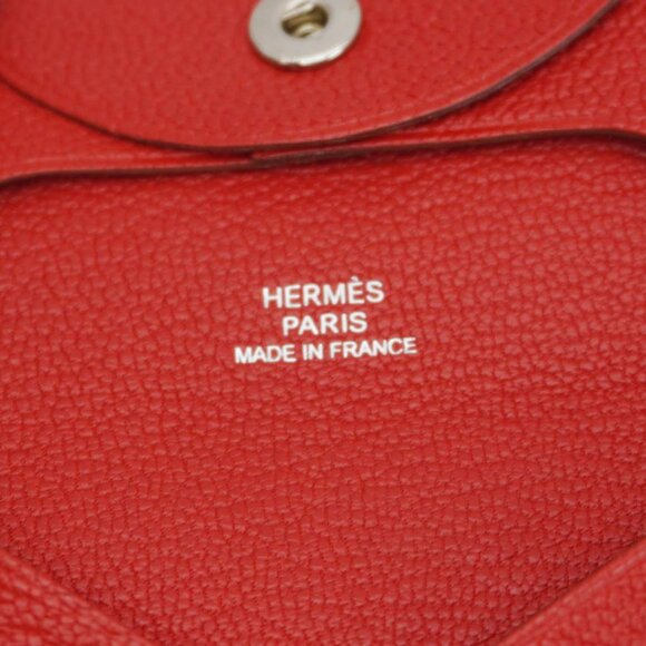 Hermes  Calvi Leather Card Holder Red - Picture 14 of 15